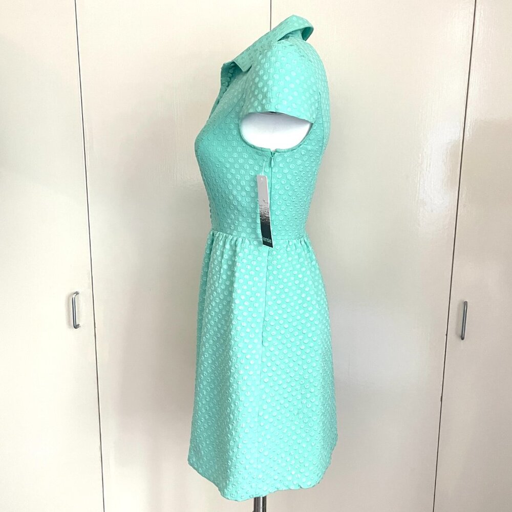 NWT Kenzie Minty Textured Dot Cup Sleeves Dress S $99 - Picture 7 of 14
